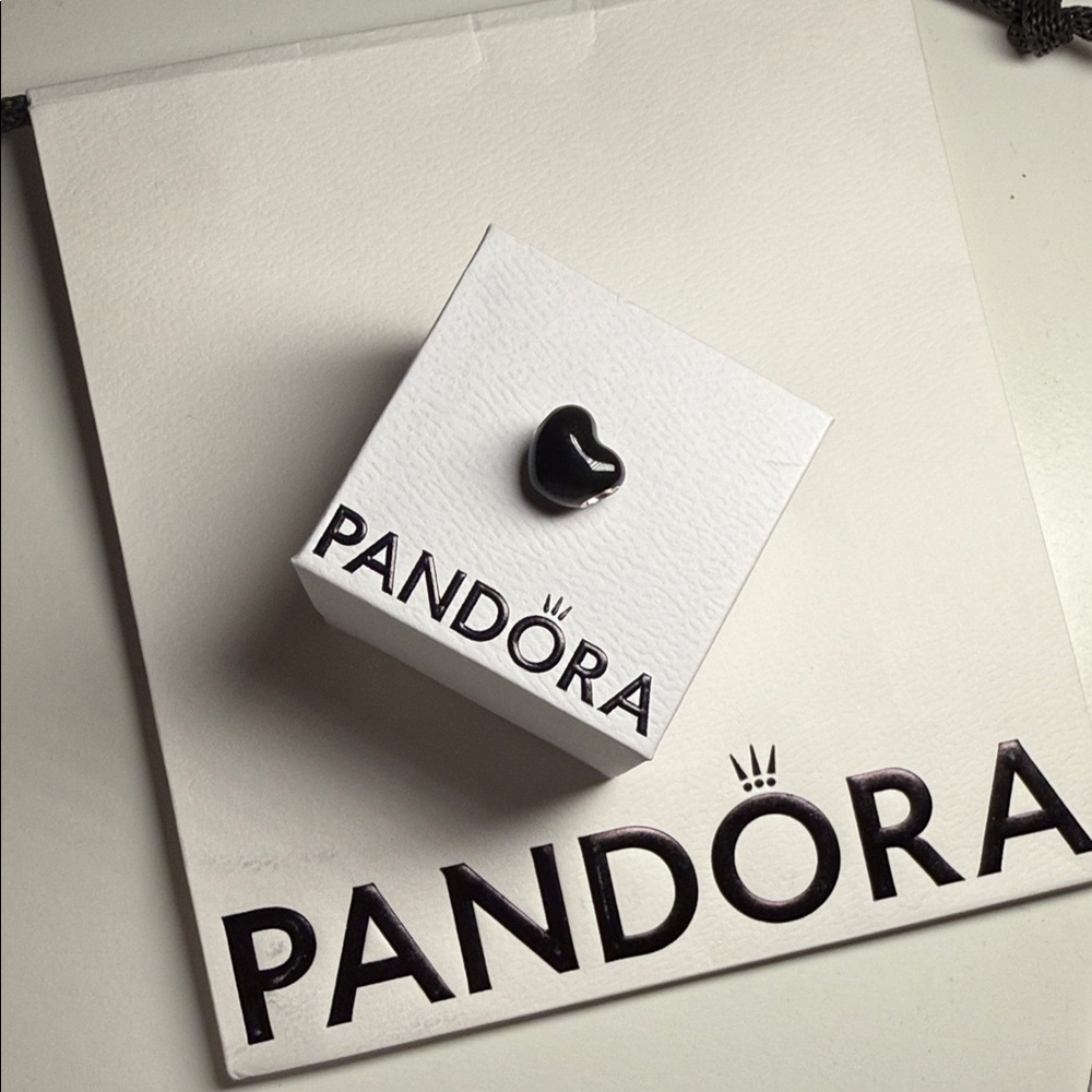 Pandora Black Heart Enamel Charm